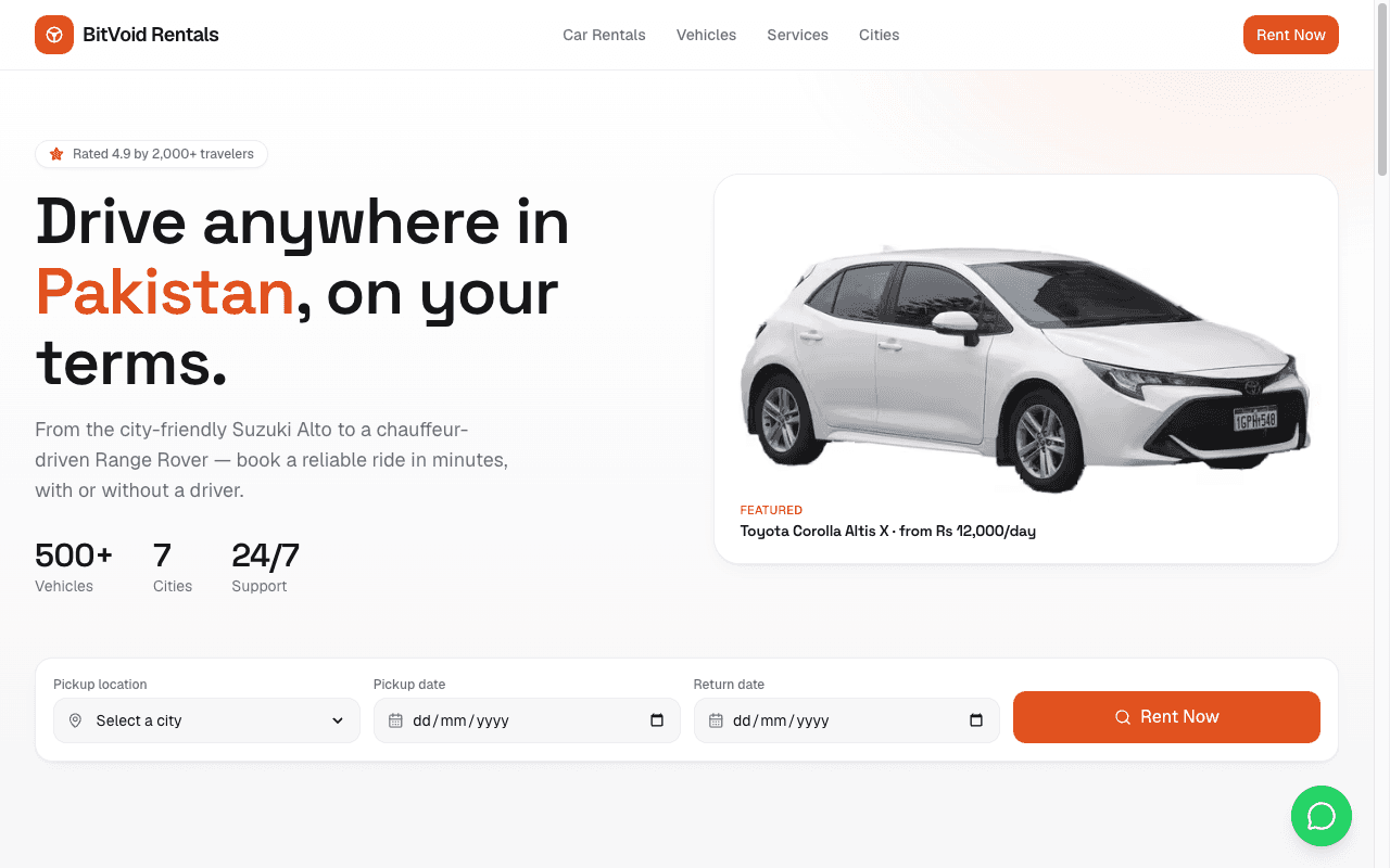 BitVoid Rentals — live demo screenshot